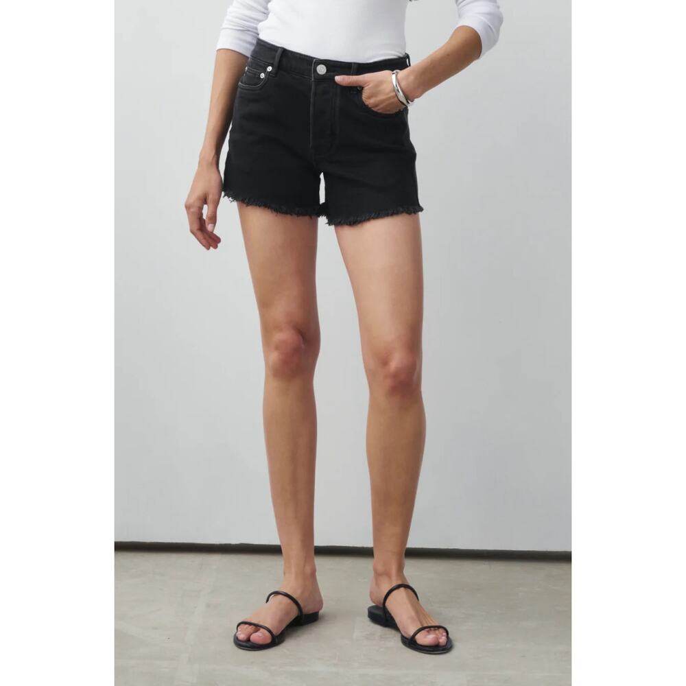 AYR The Juuust Riiight 29 Uni Black Shorts Raw Hem Denim